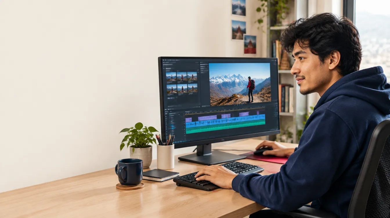 An editor cutting a video at the CHQ edit desk